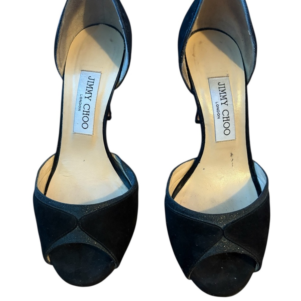 Jimmy Choo Black Open-Toe Heels